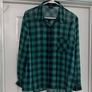 Faded Glory Green and Blue Plaid Women's Shirt